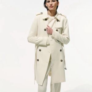 Elegant Cream Double-Breasted Women's Trench Coat